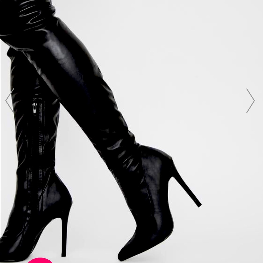 New in Box Thigh High Black Stiletto boots Dolls Kill